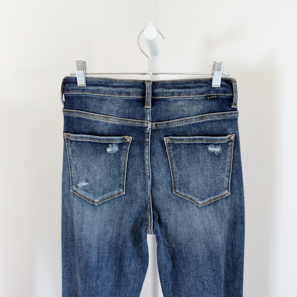 Risen Denim Jeans Size 5/27 Flare Distressed Blue Denim Western High Rise - Picture 6 of 8